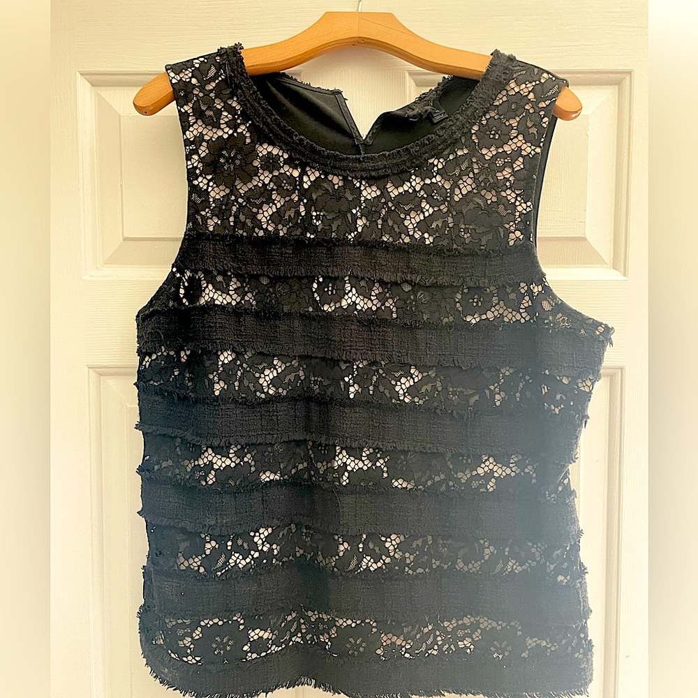 J. Crew black lace top. Some stretch. Worn minimally.